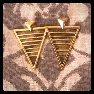 Gold triangle earrings